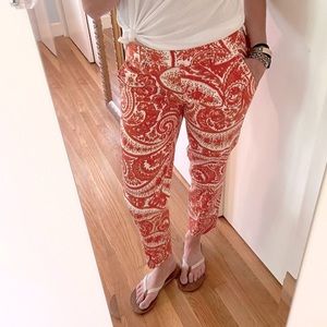 J. Crew Orange City Fit Skimmer Paisley Print Pant